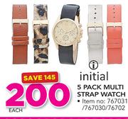 Initial 5 Pack Multi Strap Watch-Each