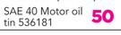 Castrol SAE 40 Motor Oil Tin