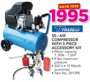 Tradeair 50Ltr Air Compressor With 5 Piece Accessory Kit