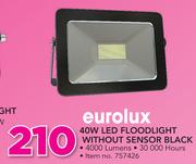 Eurolux 40W LED Floodlight Without Sensor Black