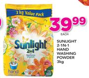 Sunlight 2-In-1 Hand Washing Powder-3kg Each