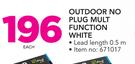 Outdoor No Plug Multi Function White-Each