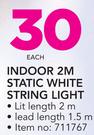 Indoor 2M Static White String Light-Each