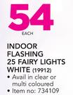Indoor Flashing 25 Fairy Lights White-Each
