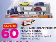 Adventures Wheels 32cm Auto Transporter Plastic Truck Includes 3 Vehicles