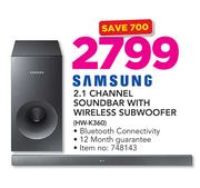 Samsung 2.1 Channel Soundbar With Wireless Subwoofer HW-K360