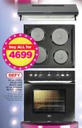 Defy 60cm Oven, Solid Hob and 60cm C/Hood Black DCB006