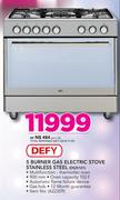 Defy 5 Burner Gas Electric Stove Stainless Steel DGS161