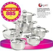 Tissolli 12 Piece Stainless Steel Saphir Solid Lids Pot Set-Per Set