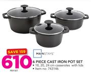 Mainstays 6 Piece Cast Iron Pot Set-Per Set