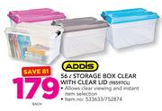 Addis 56Ltr Storage Box Clear With Clear Lid-Each