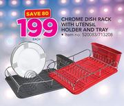 Chrome Dish Rack With Utensil Holder & Tray-Each