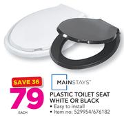 Mainstays Plastic Toilet Seat White Or Black-Each