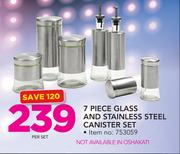 7 Piece Glass & Stainless Steel Canister Set-Per Set