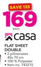 Casa Flat Sheet Double Includes 2 Pillowcases