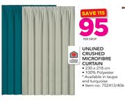 Always Home Unlined Crushed Microfibre Curtain-Per Drop