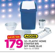 Addis 32Ltr Plastic Home Starter Bin Set Dark Blue-Per Set