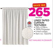 Always Home Lined Taped Curtain Textured-Per Drop