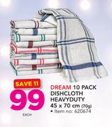 Dream 10 Pack Dishcloth Heavyduty-45 x 70cm Each