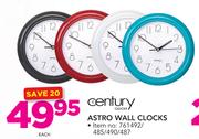 Century Astro Wall Clocks-Each