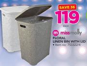Miss Molly Floral Linen Bin With Lid-Each