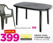 Antracite Ebony Oval 6 Seater Table