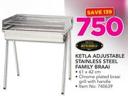 Ketla Adjustable Stainless Steel Family Braai