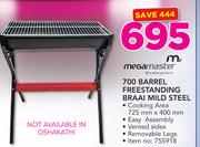 Mega Master 700 Barrel Freestanding Braai Mild Steel