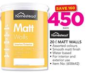 Homestead Matt Walls-20Lttr Each