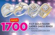 9 CT Gold/Silver Ladies Dress Ring-Each