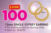 12mm Single Gypsey Earring-For 2