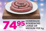 Homemade Boerewors Large Or Medium-Per kg