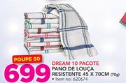Dream 10 Pacote Pano De Louca Resistente 45 x 70cm (70g)