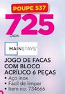 Mainstays Jogo De Facas Com Bloco Cerâmico 6 peças-Cada