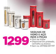 Vasilhas de Vidro E Aco Inox 4 Peças-cada
