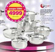 Tissolli Jogo De Panelas Sólidas em Aço Inox Saphir 12 Pecas - por Conjunto
