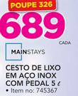 Mainstays cesto de Lixo em Aço Inox com Pedal 5Ltr-cada