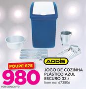Addis jogo de cozinha Plastico Azul Escuro 32Ltr-por Conjunto