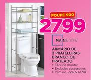 Mainstays Armario de 3 Prateleiras Branco ou Prateado