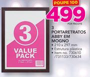 3 Porta Retratos Abby em Mogno 210x297mm-por pacote