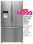Hisense 720Ltr French Door Fridge With Water Dispenser Metallic 720FS-WD
