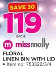 Missmolly Floral Linen Bin With Lid-Each