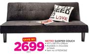 Metro Sleeper Couch 77x179x90cm In Chocolate Or Black-Each