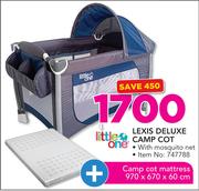 Little One Lexis Deluxe Camp Cot With Campcot Mattress 970x670x60cm