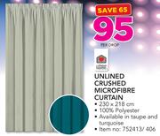 Always Home Unlined Crushed Microfibre Curtain 230x218cm In Taupe And Turquoise-Per Drop