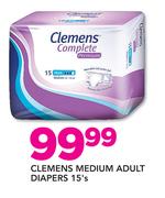 Clemens Medium Adult Diapers-15 Per Pack