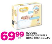 Huggies Newborn Wipes Quad Pack-4 x 64 Per Pack