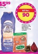 Potato-7Kg, Carrots-5Kg, Beetroot Pre Pack-5Kg Combo