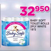 Baby Soft Toilet Rolls 2 Ply White 18's