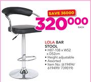 Lola Bar Stool H87-108 x W52 x D52cm-Each